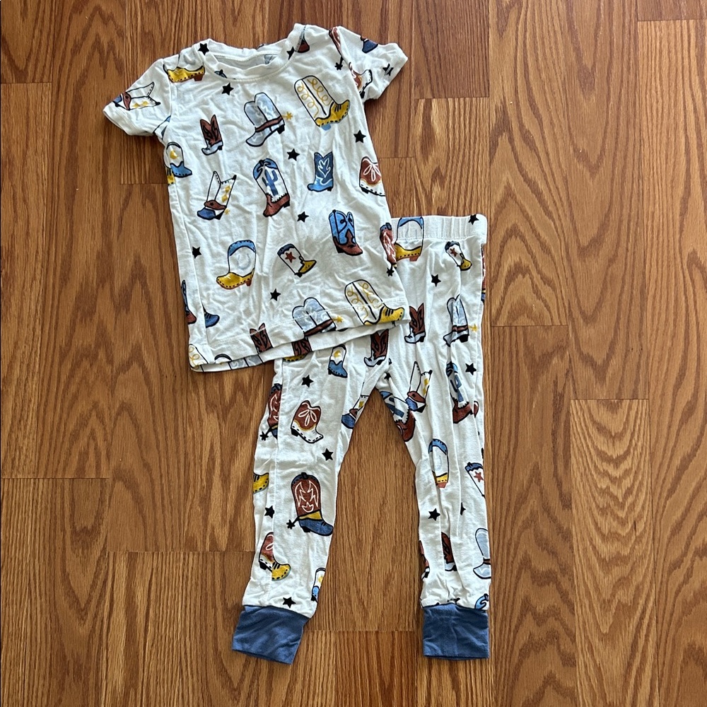Angel Dear Cowboy Boots Pajama Set - Cream and Brown
